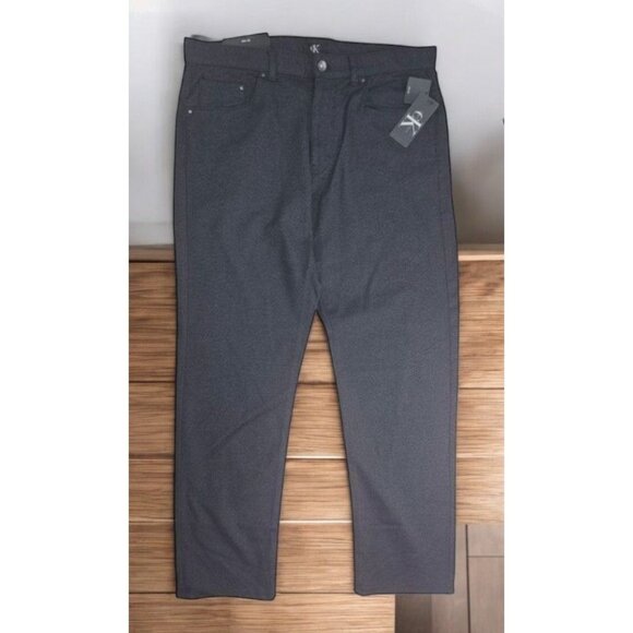 Calvin Klein Mens Black Stretch Slim Fit Pants Size 36x30 NWT Cotton Blend - Picture 1 of 10